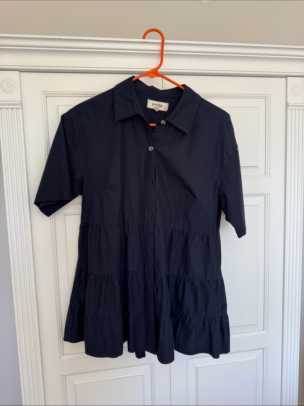 Dark Navy Tiered Short-Sleeve Shirt women’s